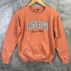 Orange and white vintage Flora Bama sweatshirt sportswear Woman's Medium